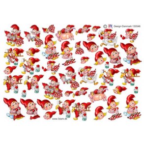 3D klippeark - Jul, sm� motiver m/polkanisser
