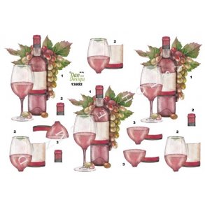 3D ark - l & Vin. Rosévin, glas og druer