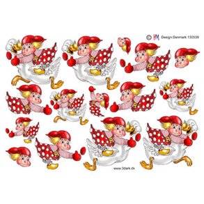 3D ark - Jul, Nissepige flyver afsted p� g�s (polkanisser)