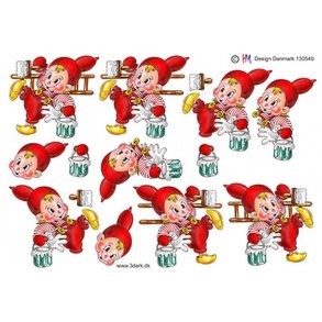 3D ark - Jul, Maler-nisse m/stige og maling (polkanisser)