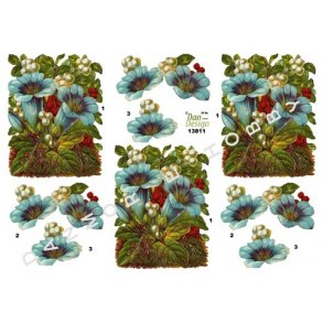 3D ark - Blomster, smukke bl blomster og snebr