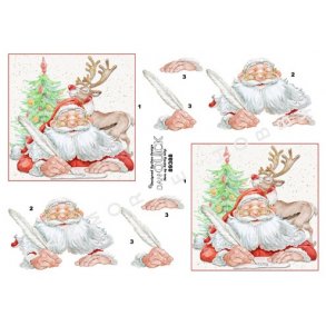 3D ark - Jul, julemand og Rudolf skriver brev