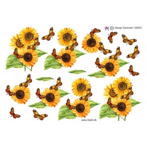 3D klippeark - Blomster, solsikker & sommerfugle