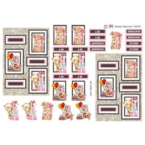 3D klippeark - B�rnemotiv, F�dselsdag pige 4-5-6 �r