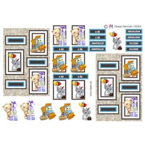 3D klippeark - B�rnemotiv, F�dselsdag dreng 4-5-6 �r