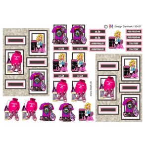 3D klippeark - B�rnemotiv, F�dselsdag pige 13-14-15 �r