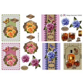 3D klippeark - Blomster, sm kort m/blomster motiver