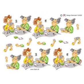 3D klippeark - Kortspil, herrer spiller kort