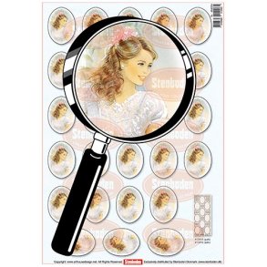 3D ark - Konfirmation. Pige m/blomst i h�r, 27 ovaler