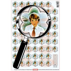 3D ark - Konfirmation. Dreng, r�dt slips, 50 blomster