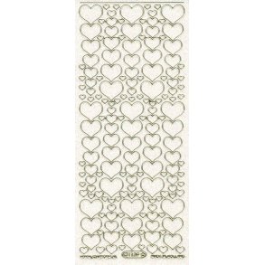 Stickers - Glitter transparent m/guldkant, Pynt - hjerter