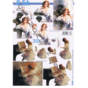 3D ark - Dame, maleri, klaver