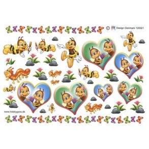 3D ark - B�rnemotiv, bier, hvepseb�rn i hjerte