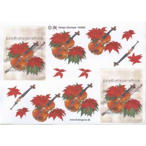 3D ark - Jul, violin med julestjerne