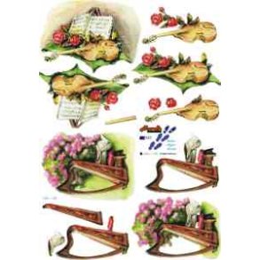 3D ark - Musik, instrumenter, harpe, violin