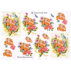 3D ark - Baby i blomster