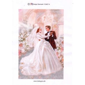 3D ark - Bryllup, brudepar, stor A4/A5, 2 ark