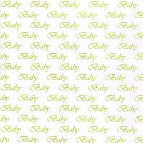 baby, kort 14x28 cm, hvid m/gr�n tekst