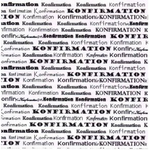 konfirmation, kort 14x28 cm, hvid m/sort skrift