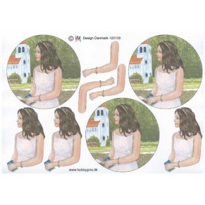 3D ark -Konfirmation, pige, salmebog foran kirke