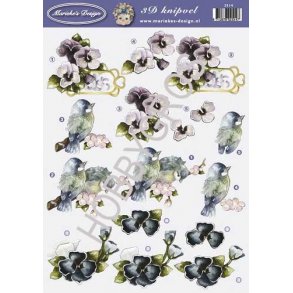 3D ark - Fugle og sm blomster
