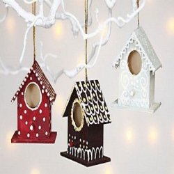 Miniature fuglehus i krydsfin&eacute;r