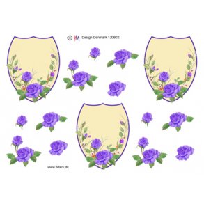 3D ark - Bryllup, skold og lilla roser