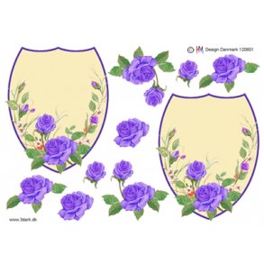 3D ark - Bryllup, skold og lilla roser, telegram