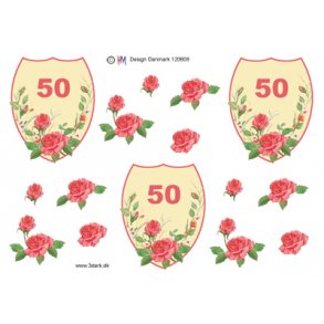 3D ark - Guldbryllup, 50, rdt skjold