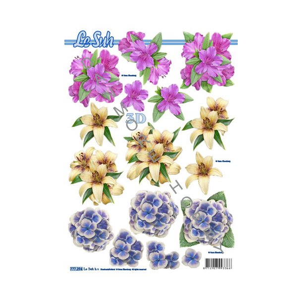 3D ark - Blomster, hortensia, bl