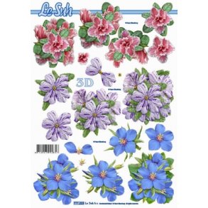 3D ark - Blomster, bl, lilla, rosa
