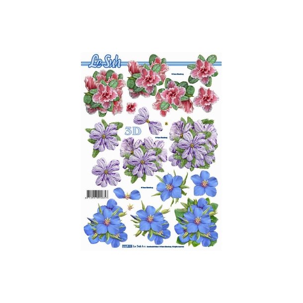 3D ark - Blomster, bl, lilla, rosa