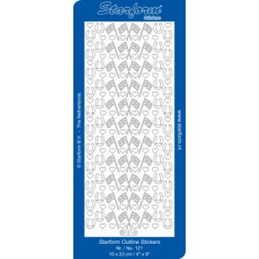 Stickers - Flag, hestesko og hjerter, s�lvfarvet