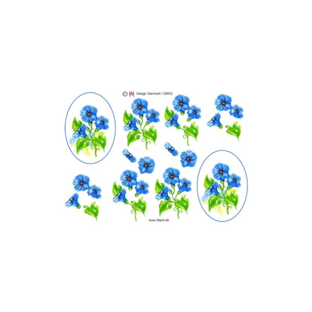 3D ark - Blomster, bl i oval