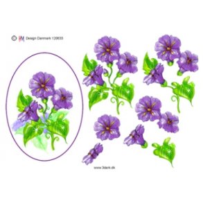 3D ark - Blomster, telegram m/lilla blomster