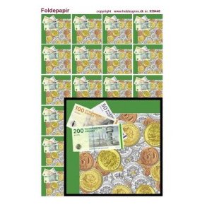 Foldepapir, penge, kroner, kr