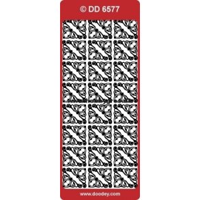 Stickers - Hjrner m/snirklet mnster, hvid