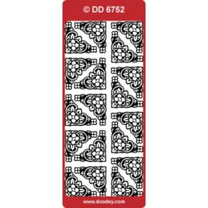 Stickers - Hjrner, store m/blomstermnster, kobberfarvet