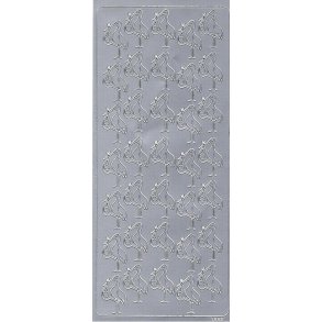 Stickers - Stork med baby, s�lv