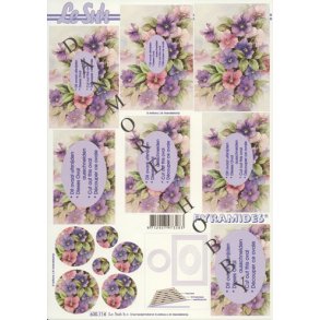 3D Pyramideark, blomster, lilla