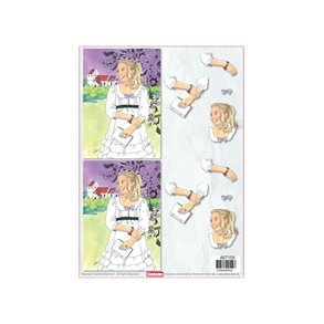 3D ark - Konfirmation. Pige, lilla/gr�n baggrund