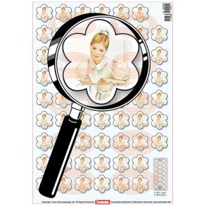 3D ark - Konfirmation. Pige m/opsat h�r, 50 blomster