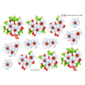 3D ark - Blomster, hvid, br