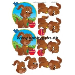 3D ark - B�rnemotiv, hund og bold