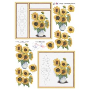 3D sy ark - Blomster, solsikker i vase