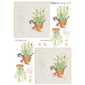 3D sy ark - Blomster, mus, kat, potte