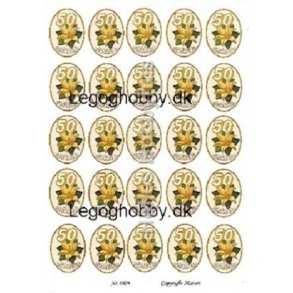 3D ark - Guldbryllup, 50, sm gyldne ovaler