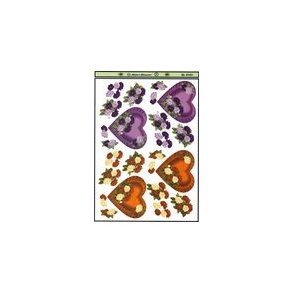 3D ark - Bryllup, kobberbryllup mm. lilla og kobberfarvede hjerter