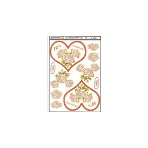 3D ark - Kobberbryllup, hjerte m/hvide roser