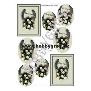 3D ark - Bryllup, hestesko med hvide tulipaner